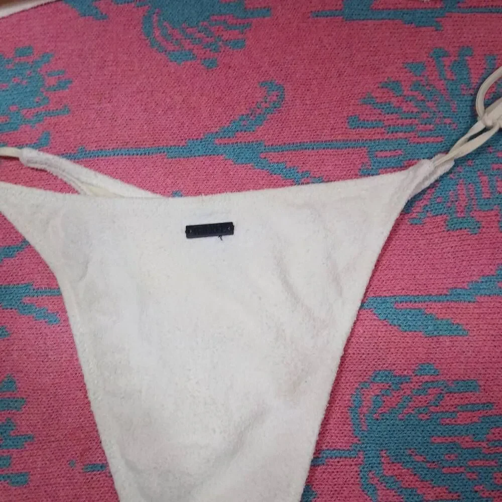Triangl womens small white swimsuit textured Terry cloth